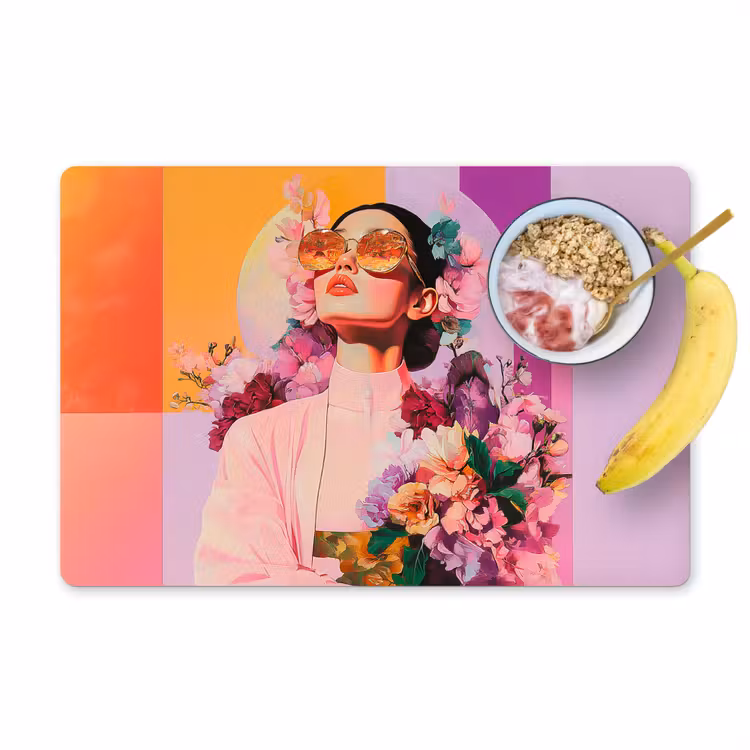 Sets de table en vinyle - Portrait - Femme - Abstrait - Fleurs — 1