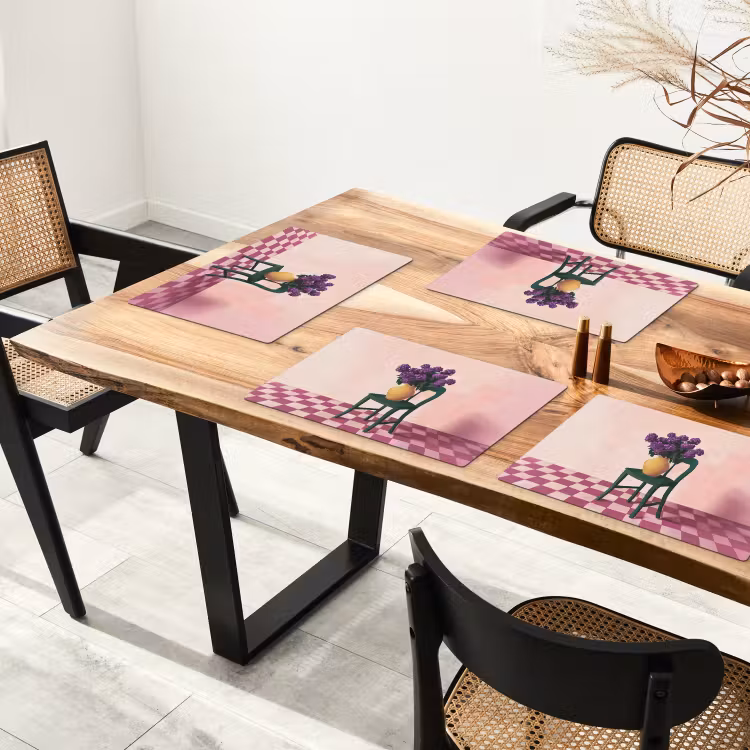 Sets de table en vinyle - Chaise - Vase - Fleurs - Bloqué — 4