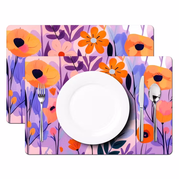 Sets de table en vinyle - Fleurs - colorées - Feuilles — 2