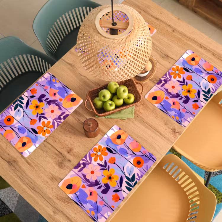Sets de table en vinyle - Fleurs - colorées - Feuilles — 3