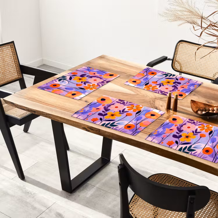 Sets de table en vinyle - Fleurs - colorées - Feuilles — 4