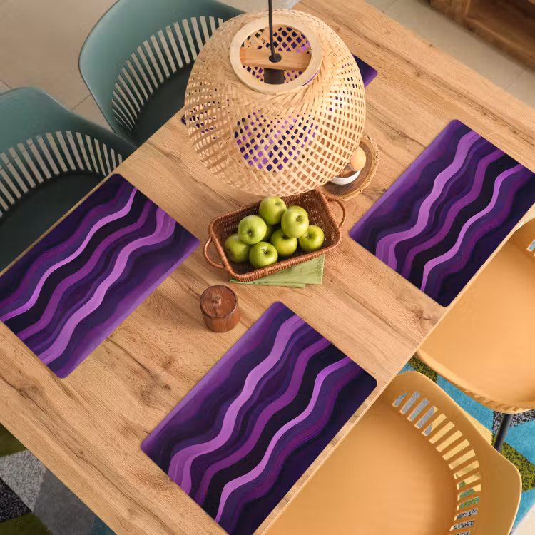 Sets de table en vinyle - Lignes - Vagues - Violet - Abstrait — 3