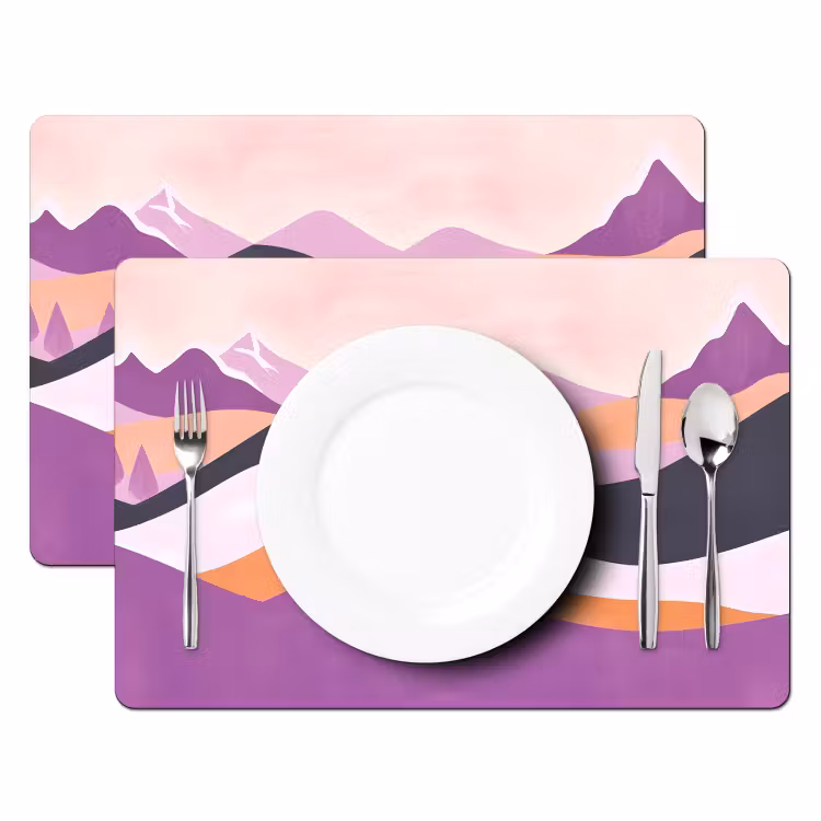 Sets de table en vinyle - Abstrait - Collines - Arbres - Vert — 2