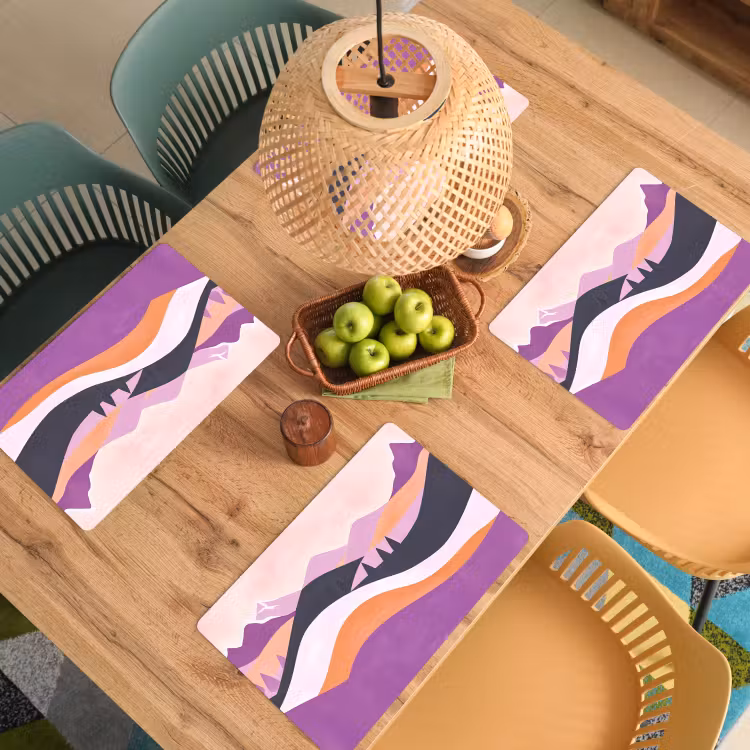 Sets de table en vinyle - Abstrait - Collines - Arbres - Vert — 3