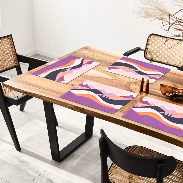 Sets de table en vinyle - Abstrait - Collines - Arbres - Vert — 4
