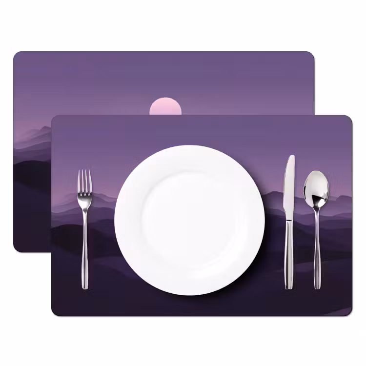Sets de table en vinyle - Collines - Pourpre - Brouillard - Soleil — 2