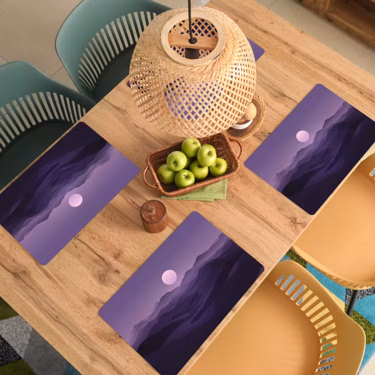 Sets de table en vinyle - Collines - Pourpre - Brouillard - Soleil — 3