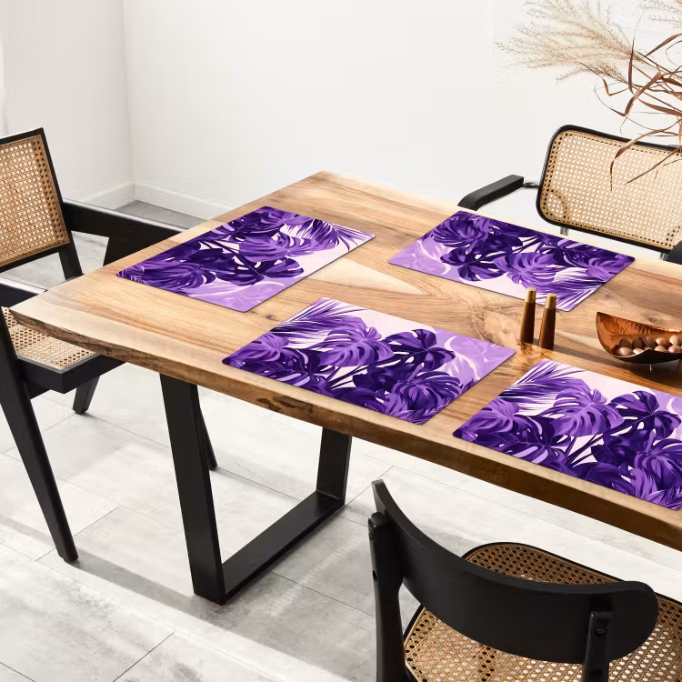Sets de table en vinyle - Feuilles - Violet - Tropical - Abstrait — 4