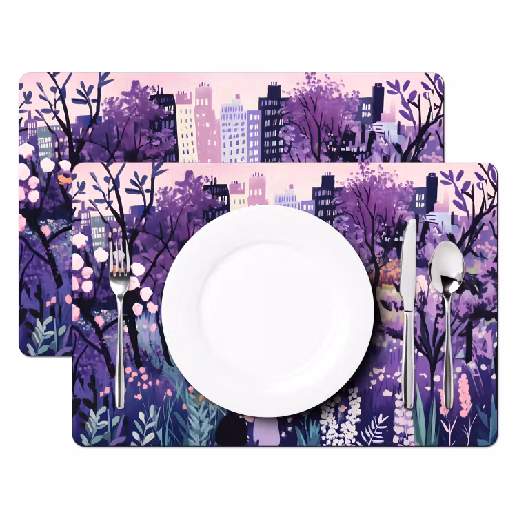 Sets de table en vinyle - Parc - Arbres - Fleurs - Bâtiments — 2
