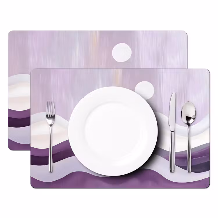 Sets de table en vinyle - Vagues - Collines - Abstrait - Violet — 2