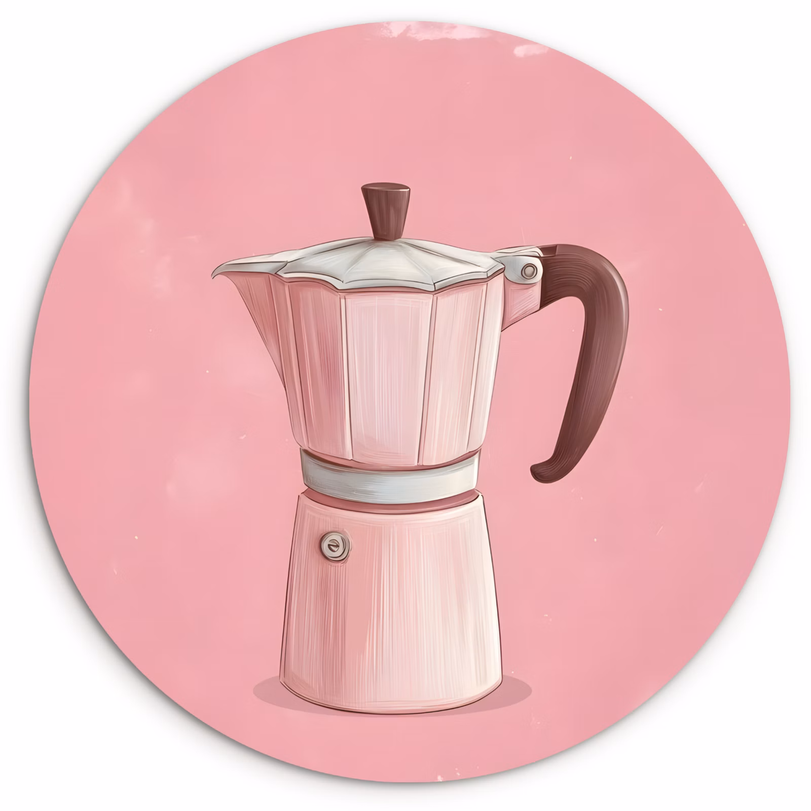 Tableau rond - Rose - Mug pot - Illustration - Café — 1