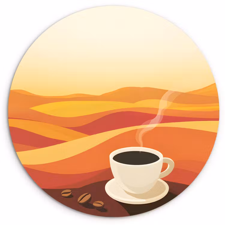 Tableau rond - Café - Paysage - Orange - Grains de café — 4