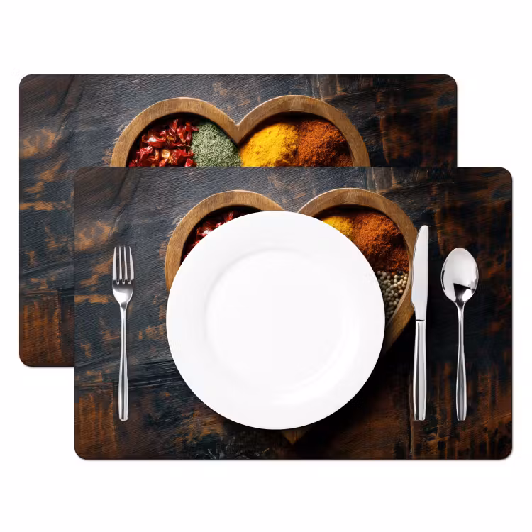 Sets de table en vinyle - Bois - Coeur - Coloré - Epices — 2