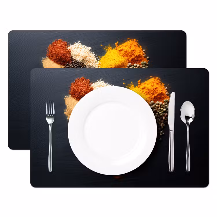 Sets de table en vinyle - Épices - Mélange - Forme de coeur - Noir — 2