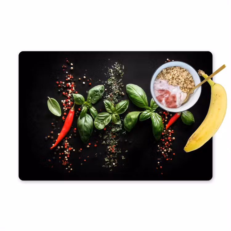 Sets de table en vinyle - Piment - Basilic - Feuilles - Rouge — 1