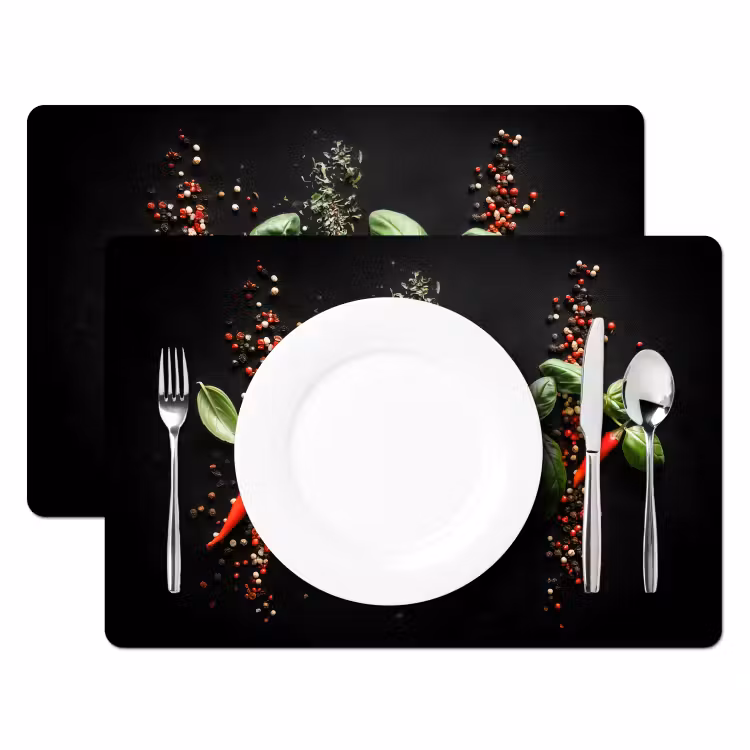 Sets de table en vinyle - Piment - Basilic - Feuilles - Rouge — 2