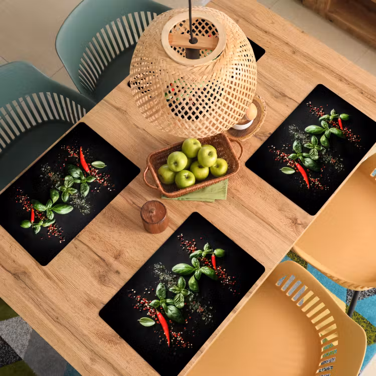 Sets de table en vinyle - Piment - Basilic - Feuilles - Rouge — 3