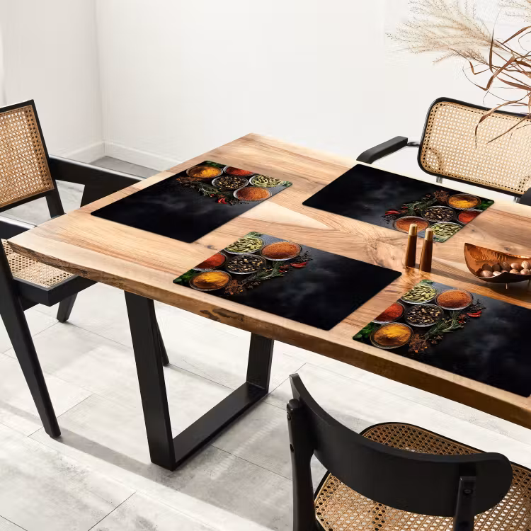 Sets de table en vinyle - Verres - Plateaux - Feuilles - Herbes — 4