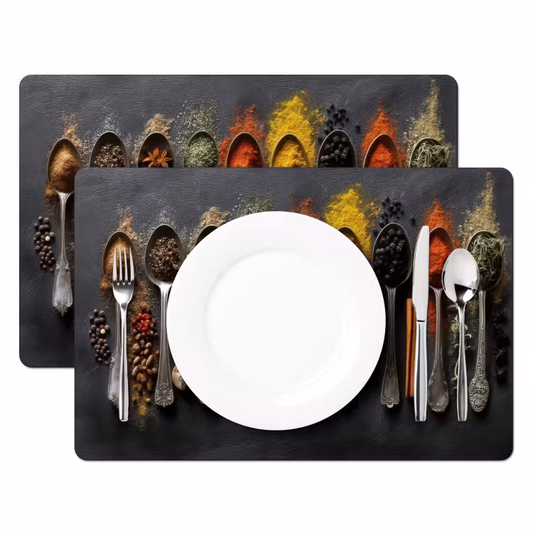 Sets de table en vinyle - Cuillères - Épices - Cannelle - Chili — 2