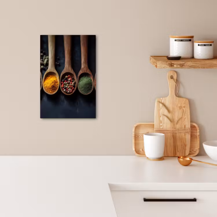 Tableau sur toile - Bois - Cuillères - Epices - Herbes — 2