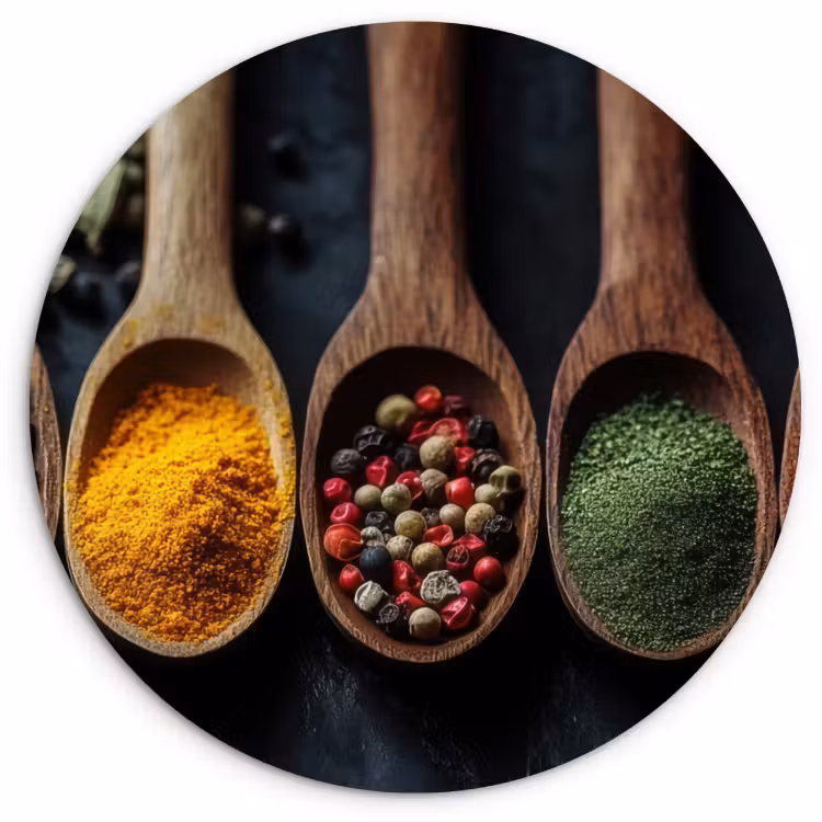 Tableau rond - Bois - Cuillères - Epices - Herbes — 2