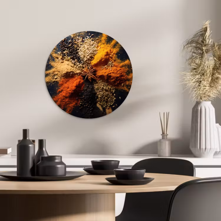 Tableau rond - Épices - Explosion - Orange — 1