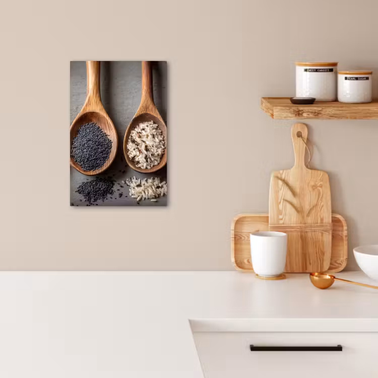 Tableau sur toile - Bois - Cuillères - Riz - Graines — 2