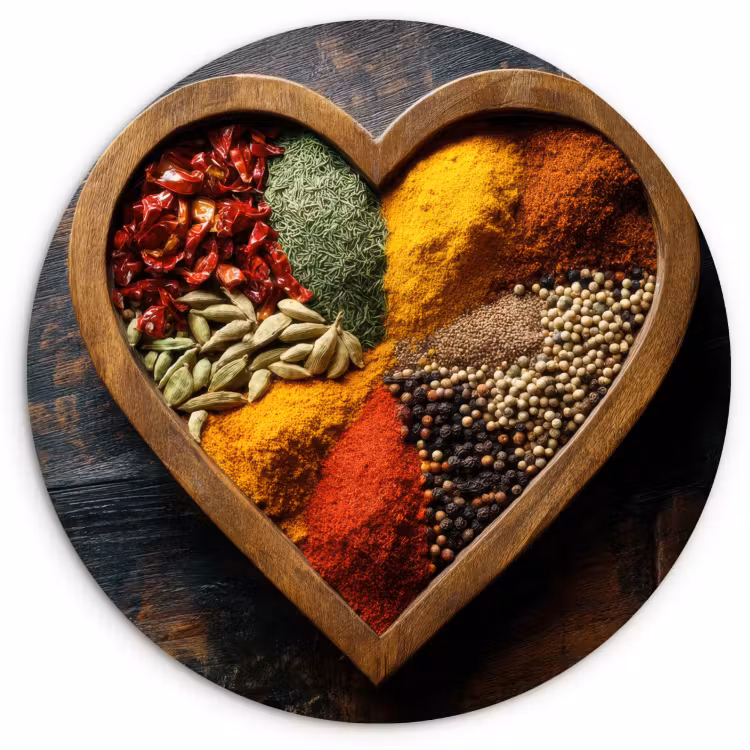 Tableau rond - Bois - Coeur - Coloré - Epices — 2