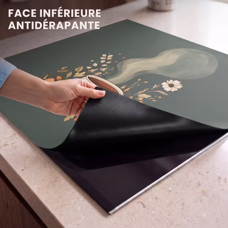 Protection plaque induction - Coupe - Fleurs - Vert - Café — 7