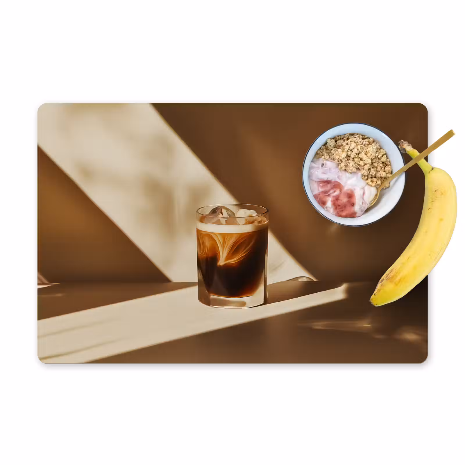 Sets de table en vinyle - Verre - Café glacé - Ombre - Marron — 1