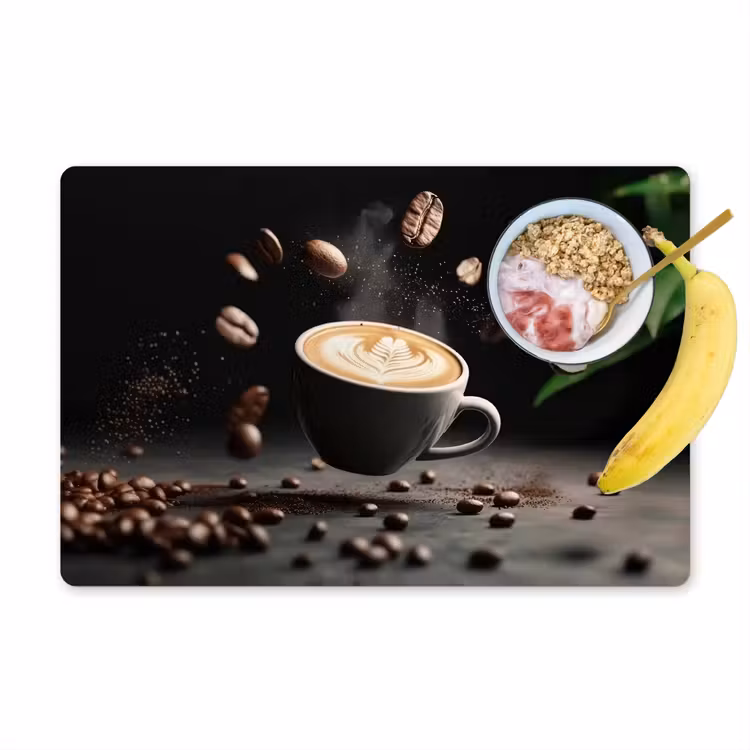 Sets de table en vinyle - Cappuccino - Tasse - Haricots - Marron — 1