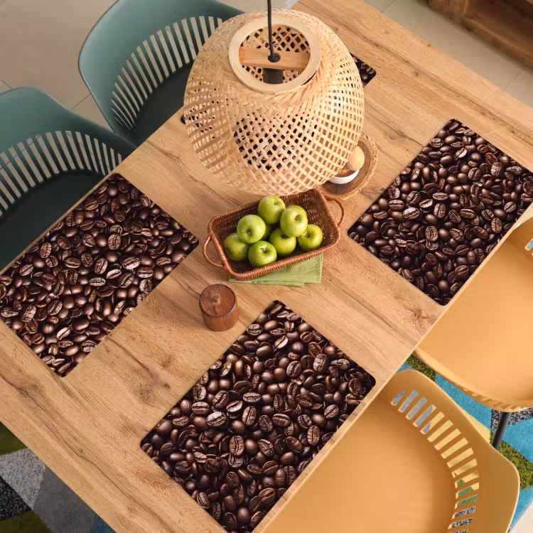 Sets de table en vinyle - Haricots - Gros plan - Marron foncé — 3