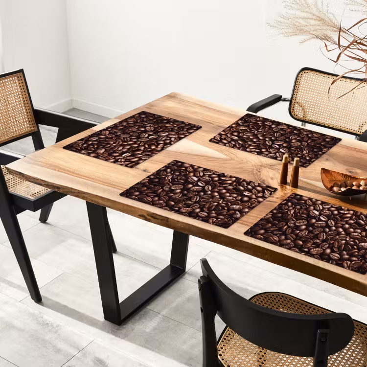 Sets de table en vinyle - Haricots - Gros plan - Marron foncé — 4