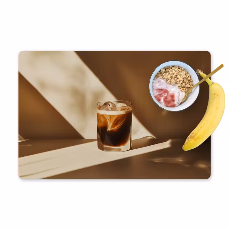 Sets de table en vinyle - Verre - Café glacé - Ombre - Marron — 1