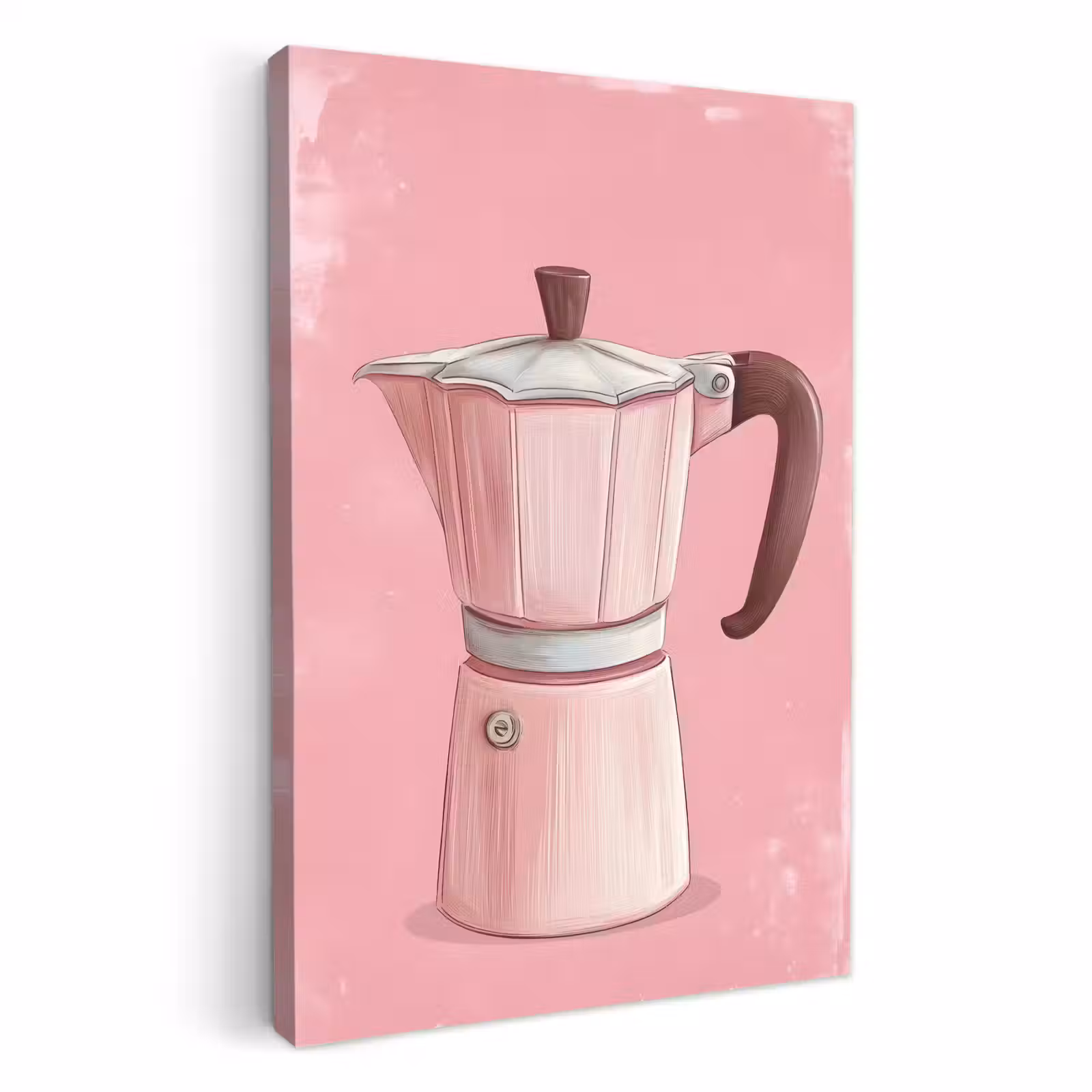 Tableau sur toile - Rose - Mug pot - Illustration - Café — 1