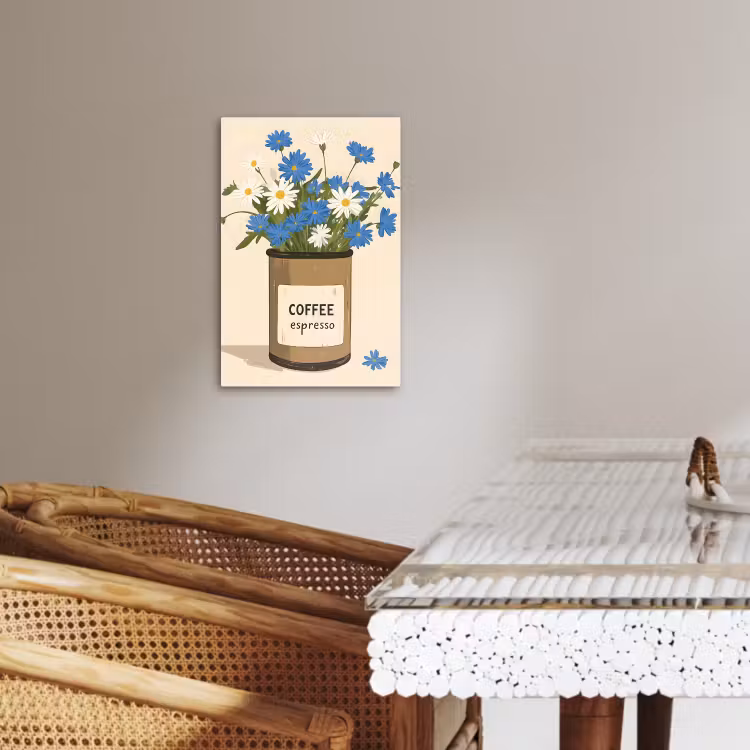 Tableau sur toile - Café - Etain - Minimaliste - Fleurs — 4