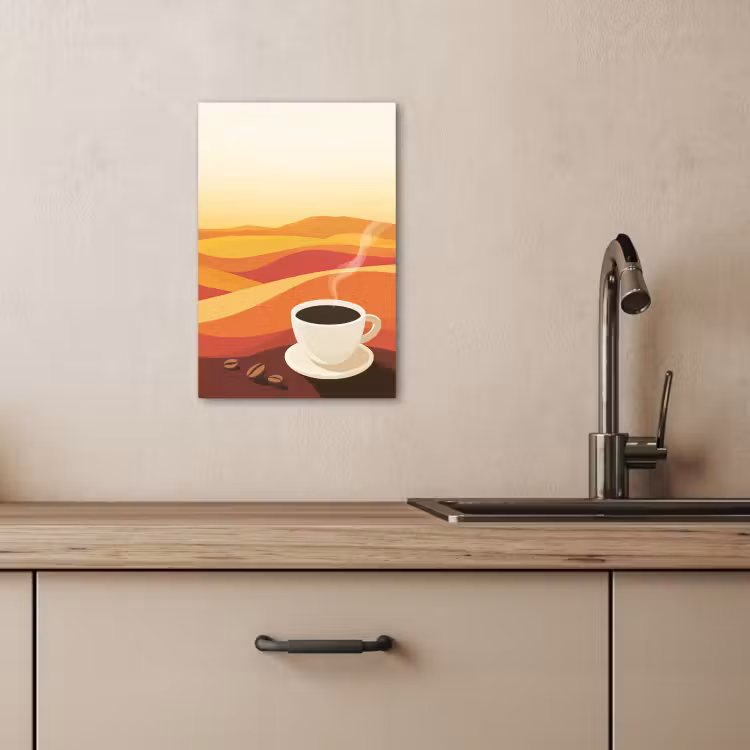 Tableau sur toile - Café - Paysage - Orange - Grains de café — 2