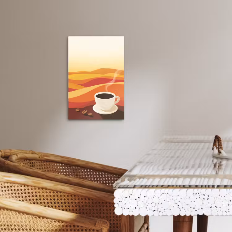Tableau sur toile - Café - Paysage - Orange - Grains de café — 3