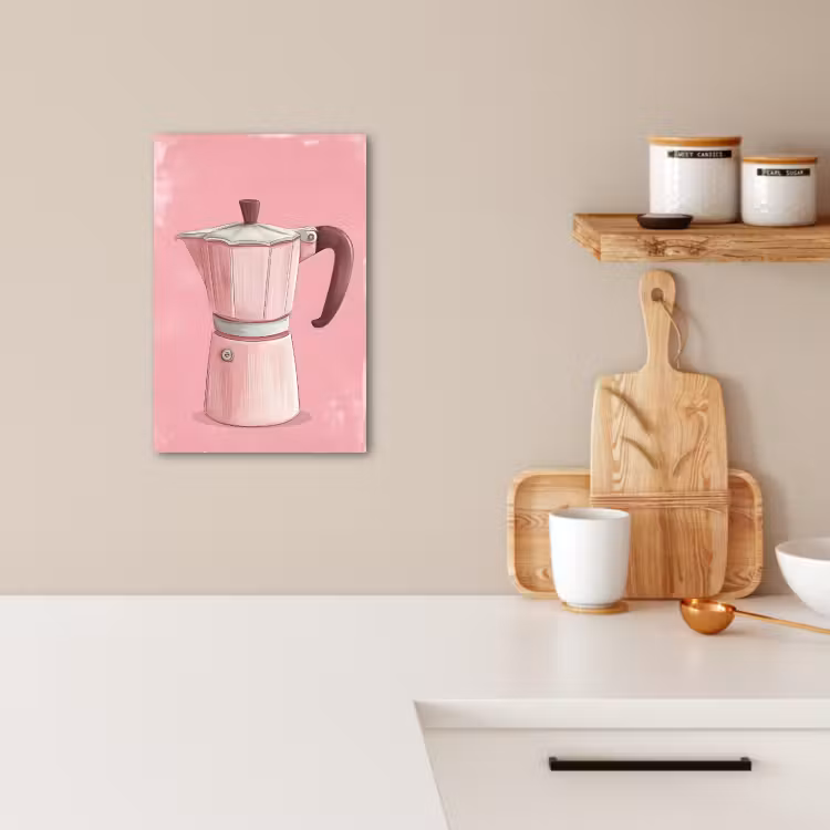 Tableau sur toile - Rose - Mug pot - Illustration - Café — 2