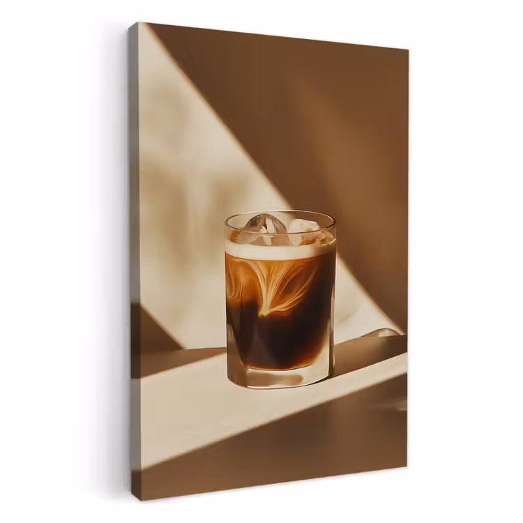 Tableau sur toile - Verre - Café glacé - Ombre - Marron — 2
