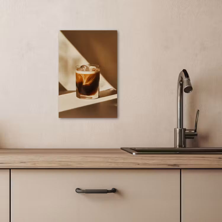 Tableau sur toile - Verre - Café glacé - Ombre - Marron — 3