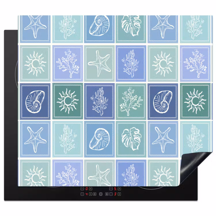 Protection plaque induction - Nostalgique - Littoral - Mer - Été - Vert - Bleu — 1