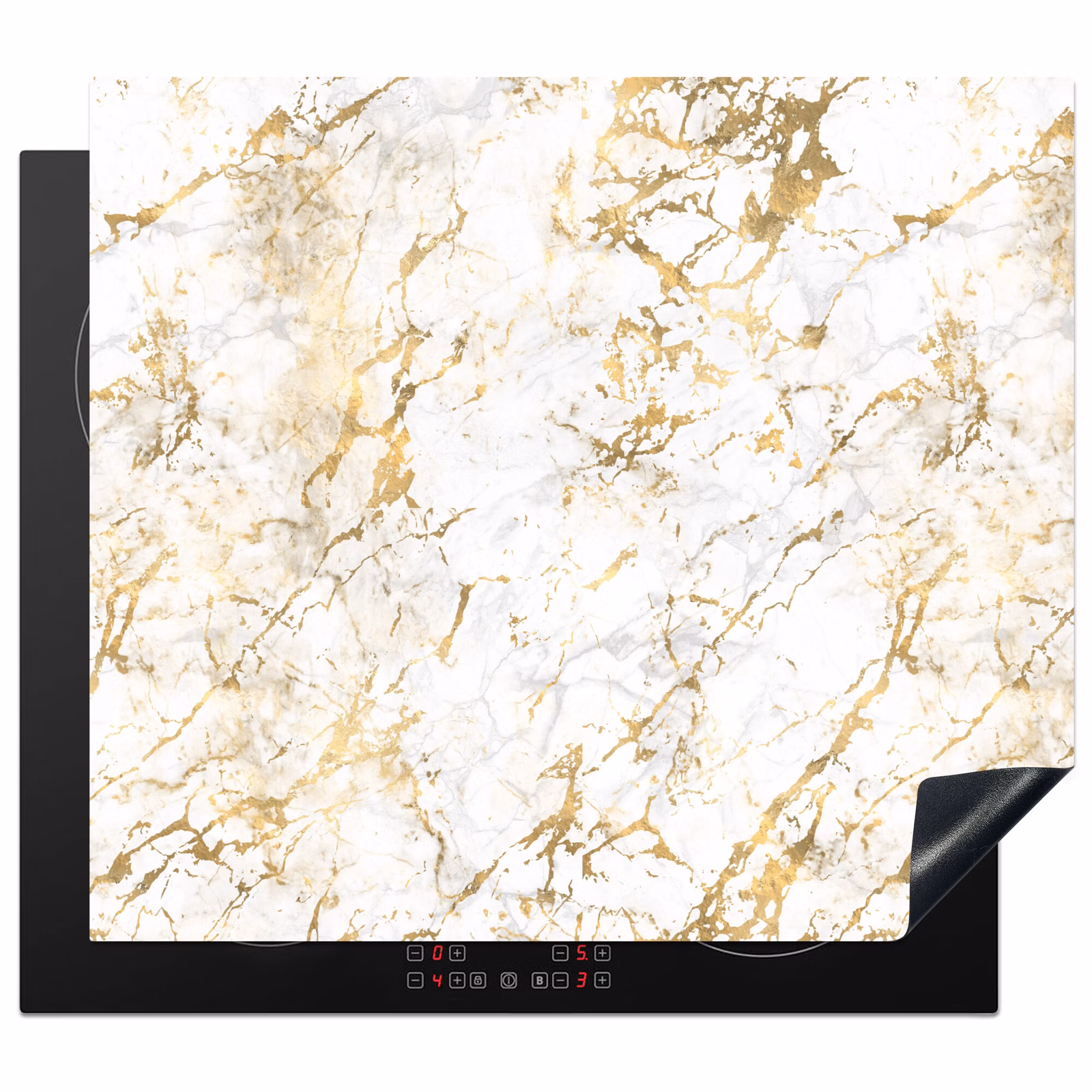 Protection plaque induction - Éclats d'or - Blanc - Marbre — 1