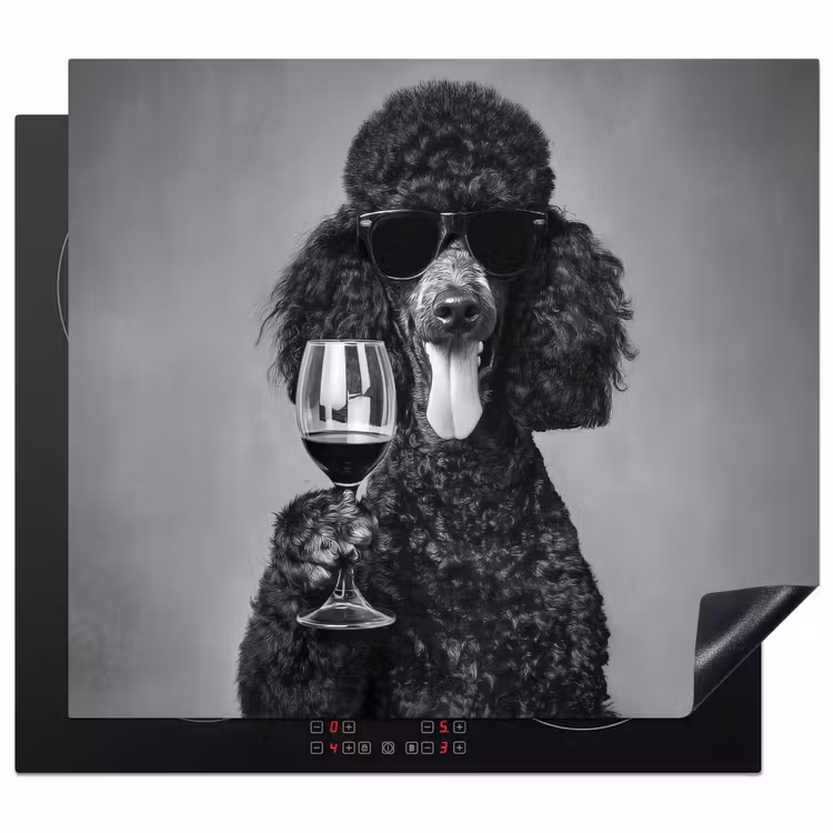 Protection plaque induction - Chien - Boucles - Lunettes de soleil - Vin — 1
