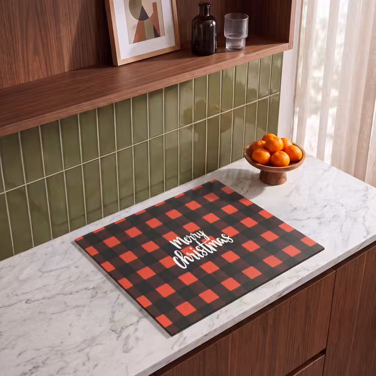 Protection plaque induction - Damier - Rouge - Texte - Noël — 4
