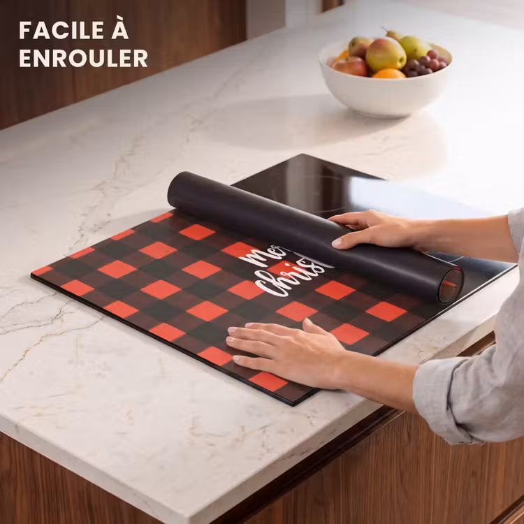 Protection plaque induction - Damier - Rouge - Texte - Noël — 6