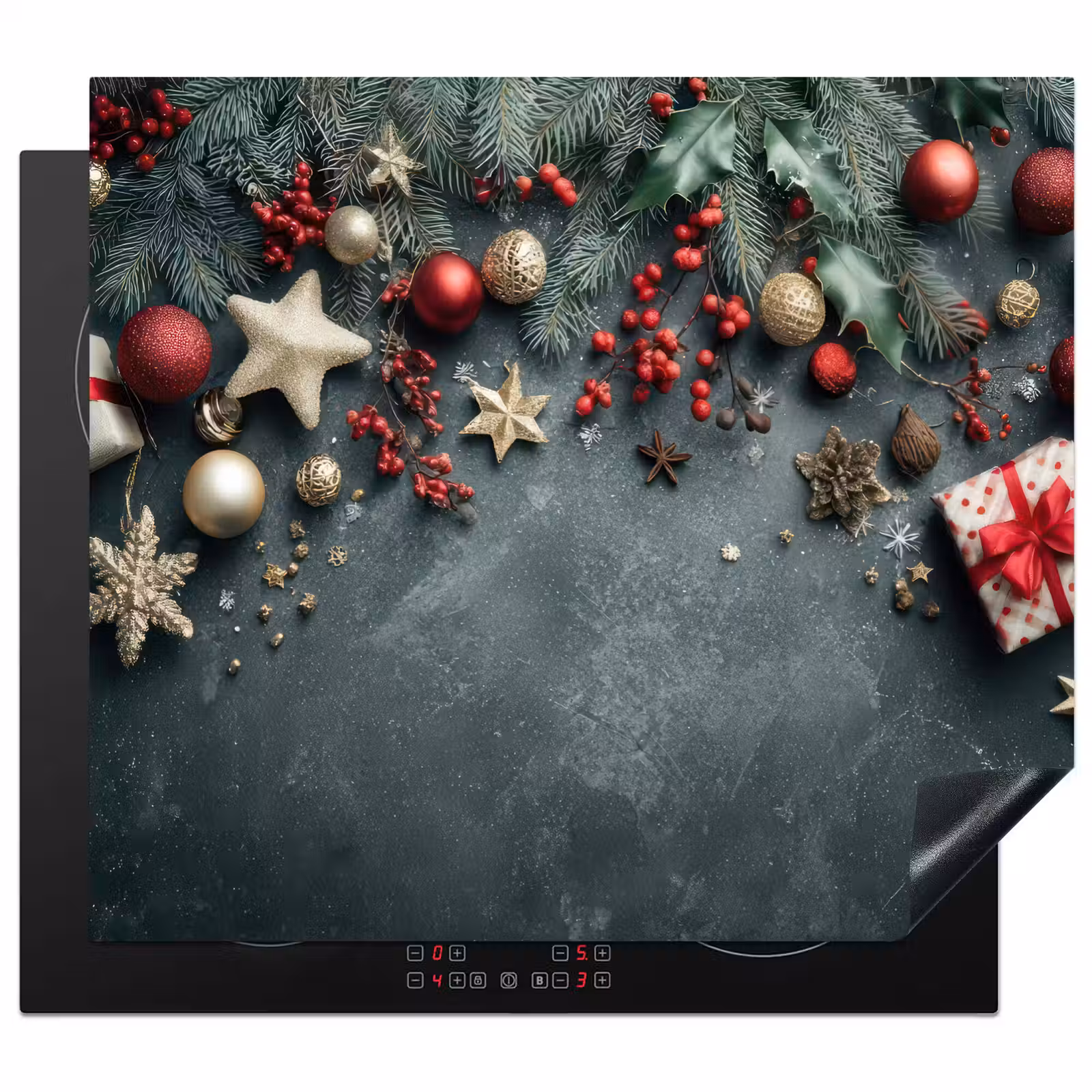 Protection plaque induction - Cadre de Noël - houx - coloré — 1