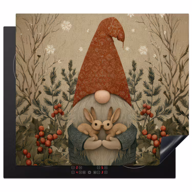Protection plaque induction - Gnome de Noël - Lapins - Coloré — 1