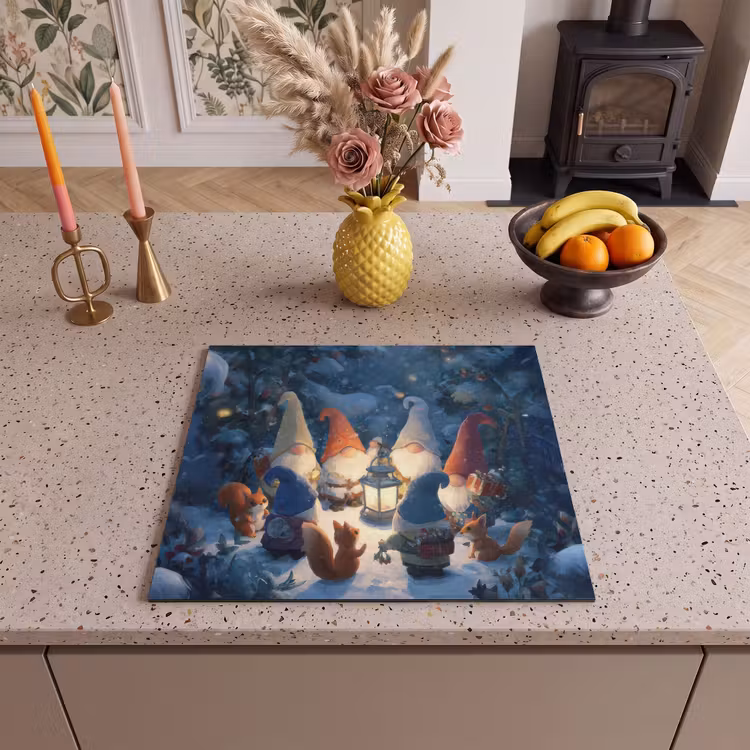 Protection plaque induction - Hiver - Gnomes - Ecureuils - Multicolore — 3