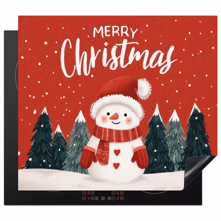 Protection plaque induction - Vœux de Noël - Neige - Rouge — 1